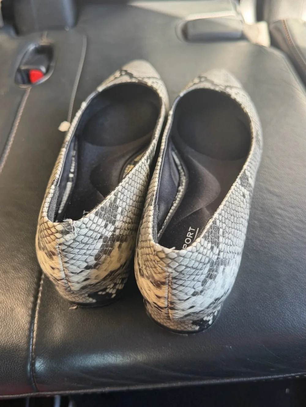 Rockport Snake-Print Pointed Toe Flats - Black & White